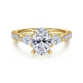 Isadora - 14K Yellow Gold Oval Three Stone Diamond Engagement Ring