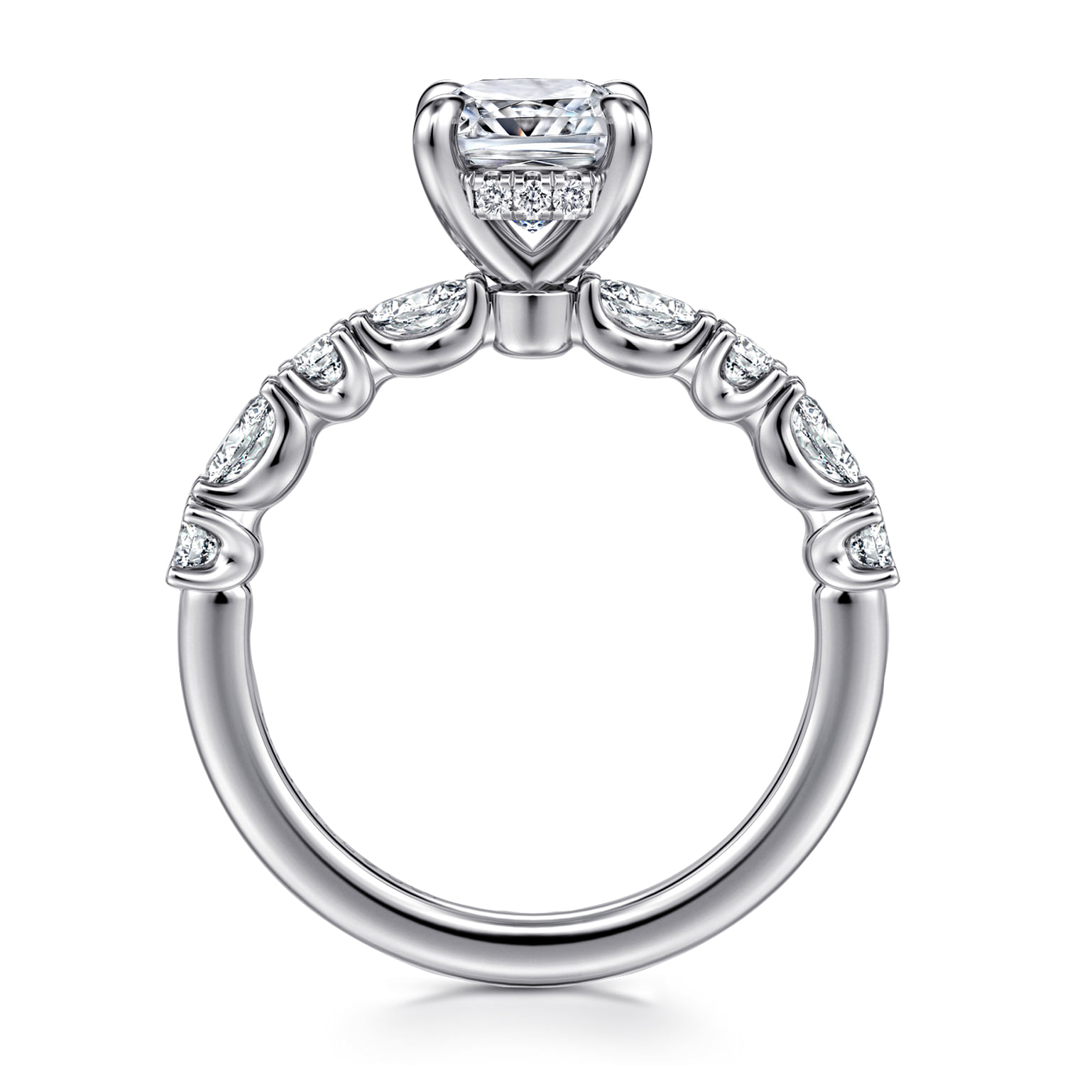 Cushion Diamond Engagement Ring in 14K White Gold, photograph 2