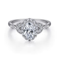 Katriane - Vintage Inspired 14K White Gold Oval Halo Diamond Engagement Ring