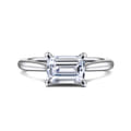 Larissa - 14K White Gold East West Emerald Solitaire Engagement Ring