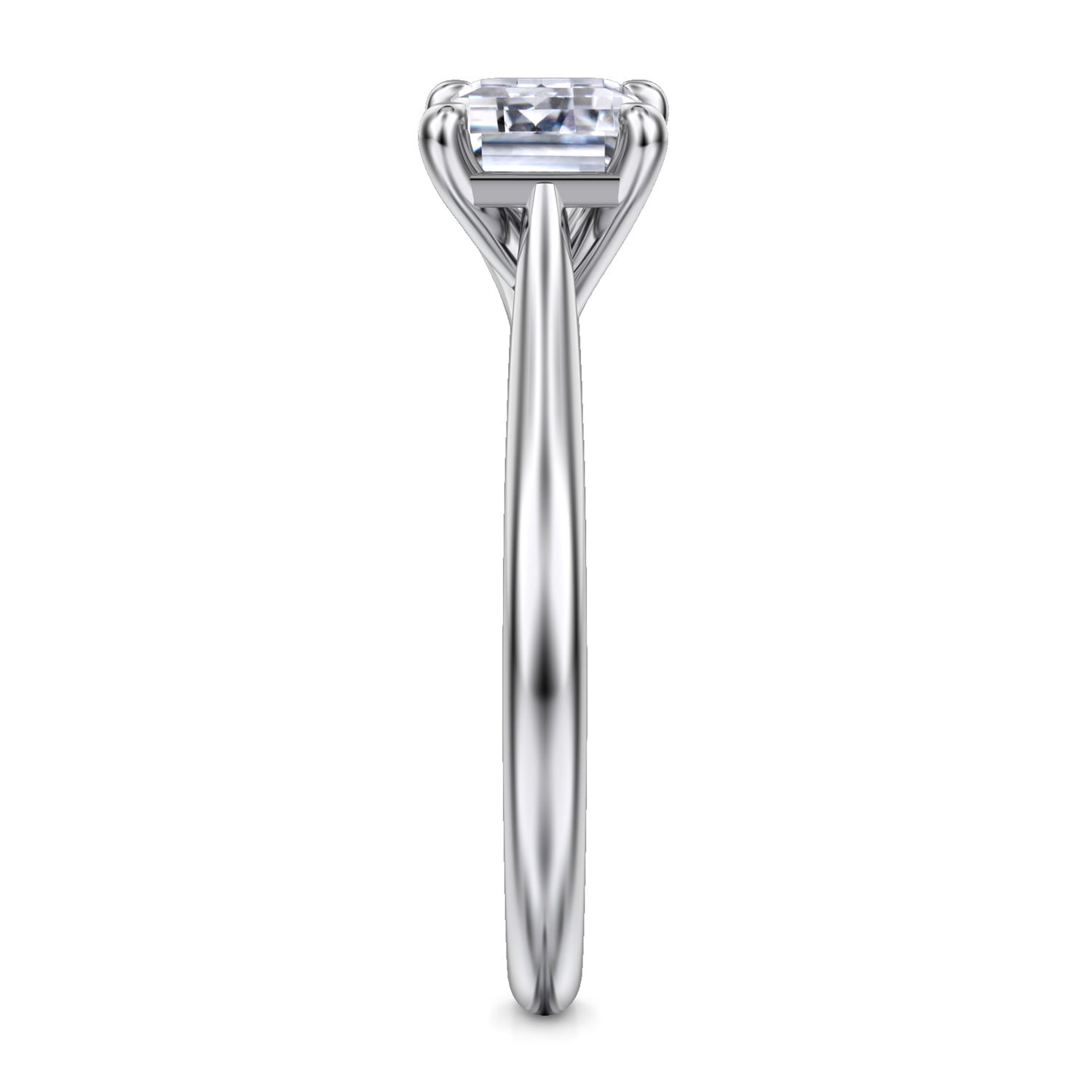 Emerald East West Oval Solitaire Engagement Ring in 14K White Gold, photograph 5