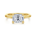 Larissa - 14K Yellow Gold East West Elongated Cushion Solitaire Engagement Ring