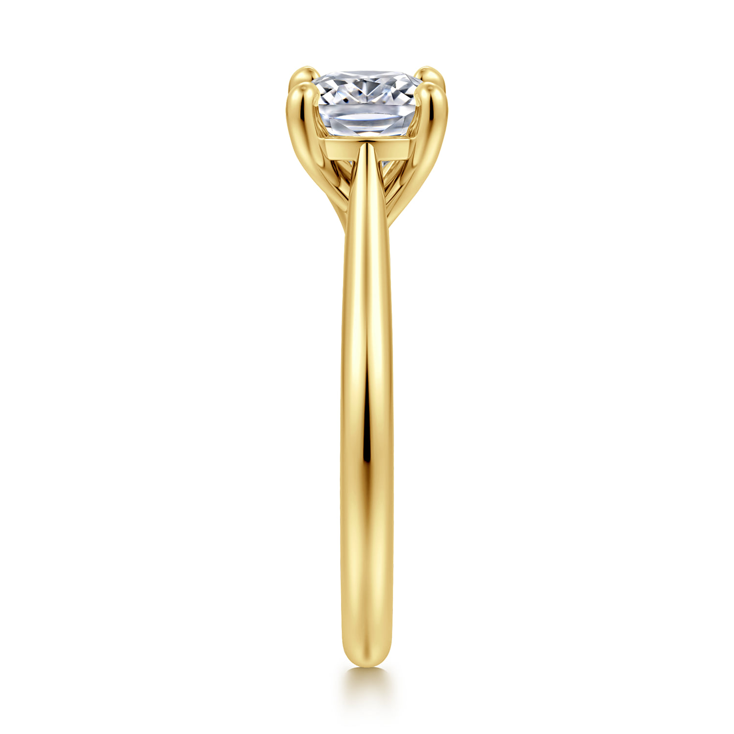 Elongated Cushion East West Oval Solitaire Engagement Ring in 14K Yellow Gold, photograph 4