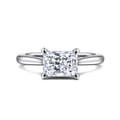 Larissa - 14K White Gold East West Rectangular Radiant Solitaire Engagement Ring