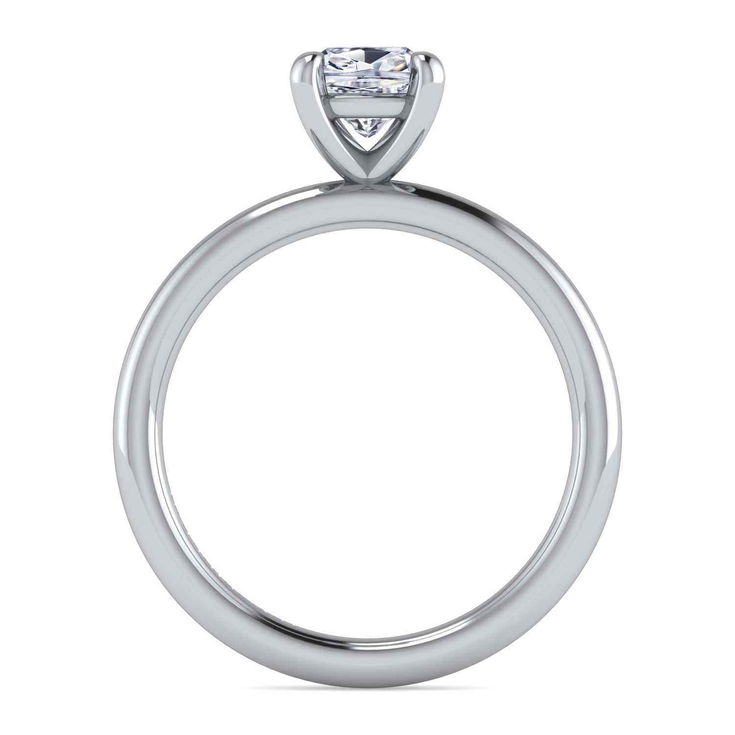Cushion Solitaire Engagement Ring in 14K White Gold, photograph 2