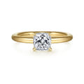 Lark - 14K Yellow Gold Cushion Cut Solitaire Engagement Ring