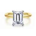 Lark - 14K White-Yellow Gold Emerald Cut Solitaire Engagement Ring