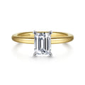Lark - 14K White Yellow Gold Emerald Cut Solitaire Engagement Ring
