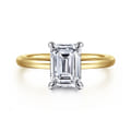 Lark - 14K White Yellow Gold Emerald Cut Solitaire Engagement Ring