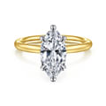 Lark - 14K White-Yellow Gold Marquise Shape Solitaire Engagement Ring