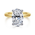 Lark - 14K White-Yellow Gold Oval Solitaire Diamond Engagement Ring