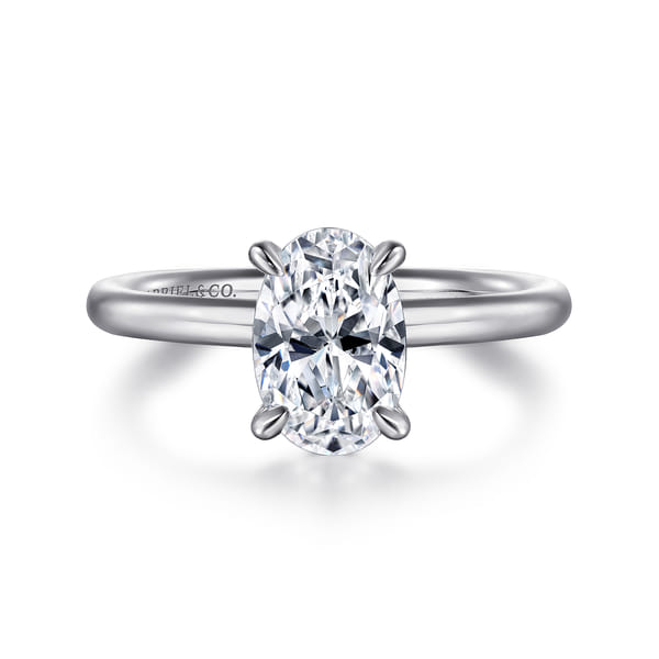 14K White Gold Oval Solitaire Engagement Ring
