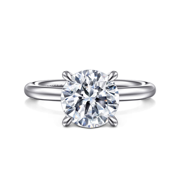 14K White Gold Round Solitaire Engagement Ring