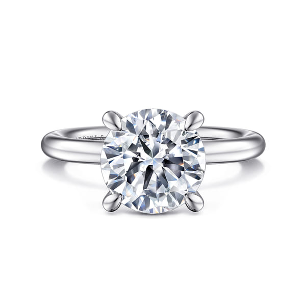 14K White Gold Round Solitaire Engagement Ring