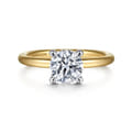Lark - 14K White-Yellow Gold Round Solitaire Diamond Engagement Ring
