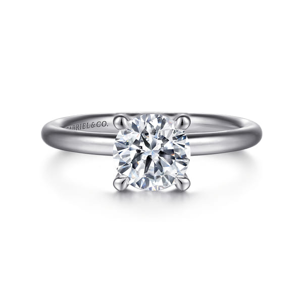 14K White Gold Round Solitaire Engagement Ring