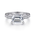 Laurel - 14K White Gold East West Emerald Diamond Engagement Ring