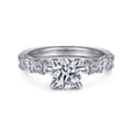 Leanna - 14K White Gold Baguette and Round Diamond Engagement Ring