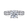 Leanna - 14K White Gold Baguette and Round Diamond Engagement Ring