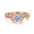 Lena - 14K Rose Gold Floral Round Diamond Engagement Ring