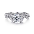 Lena - Platinum Floral Round Diamond Engagement Ring