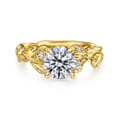 Lena - 14K Yellow Gold Floral Round Diamond Engagement Ring