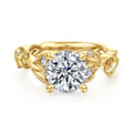 Lena - 14K Yellow Gold Floral Round Diamond Engagement Ring