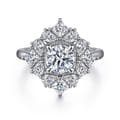 Liv - 14K White Gold Fancy Halo Round Diamond Engagement Ring