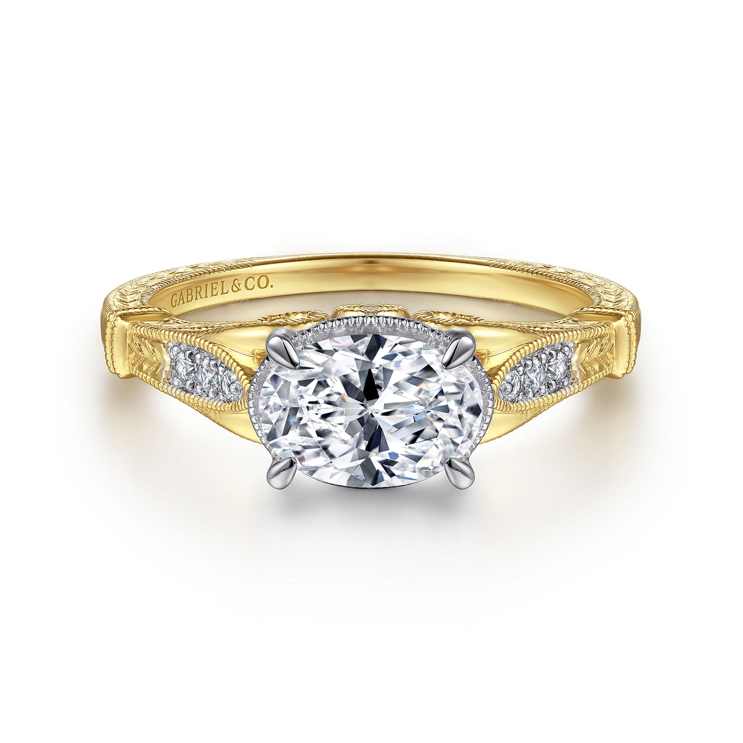 ガブリエラ　UR Oval Straight Ring in 14k Yellow/white Gold | Gabriel & Co