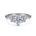 Louise - 14K White Gold Three Stone Cluster Round Diamond Engagement Ring
