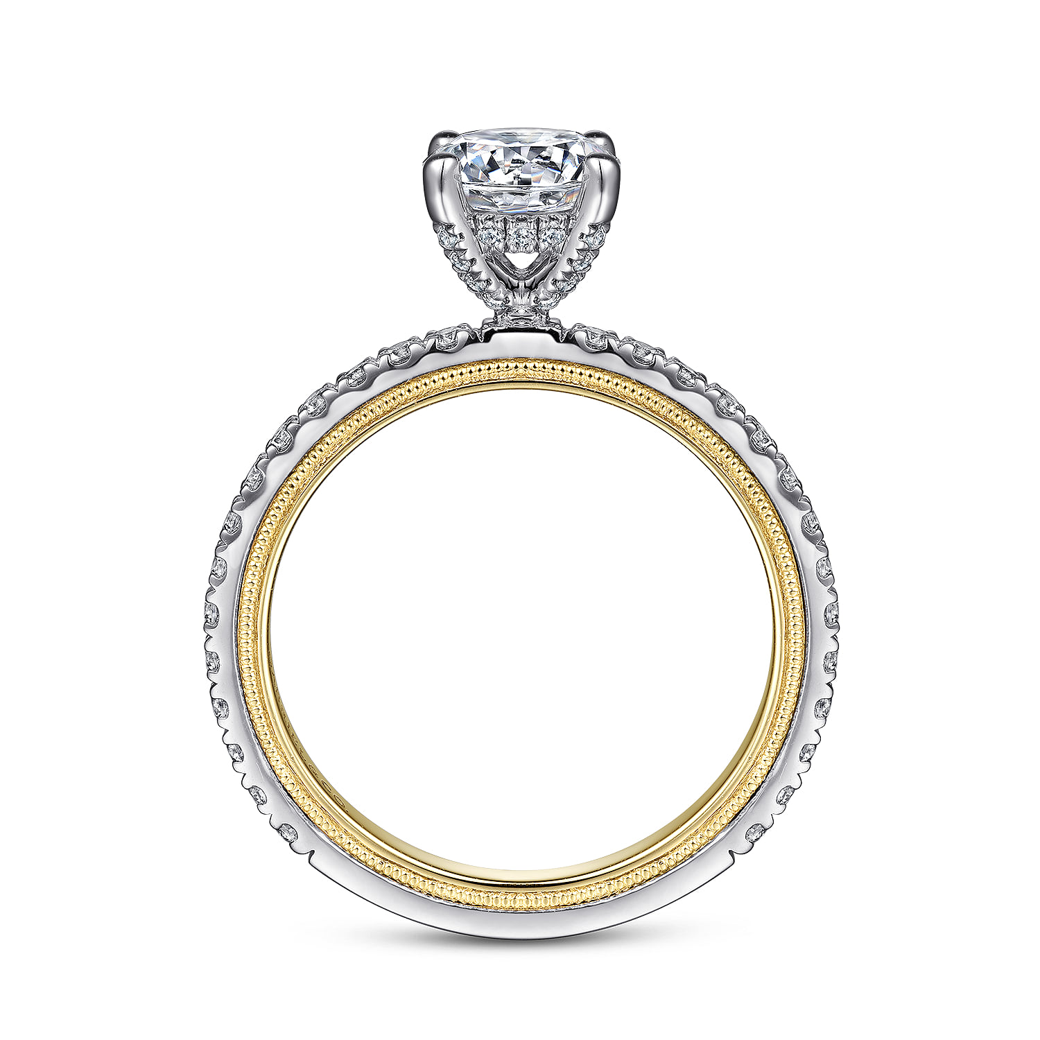 Round Diamond Engagement Ring in 14K White/Yellow Gold, photograph 2