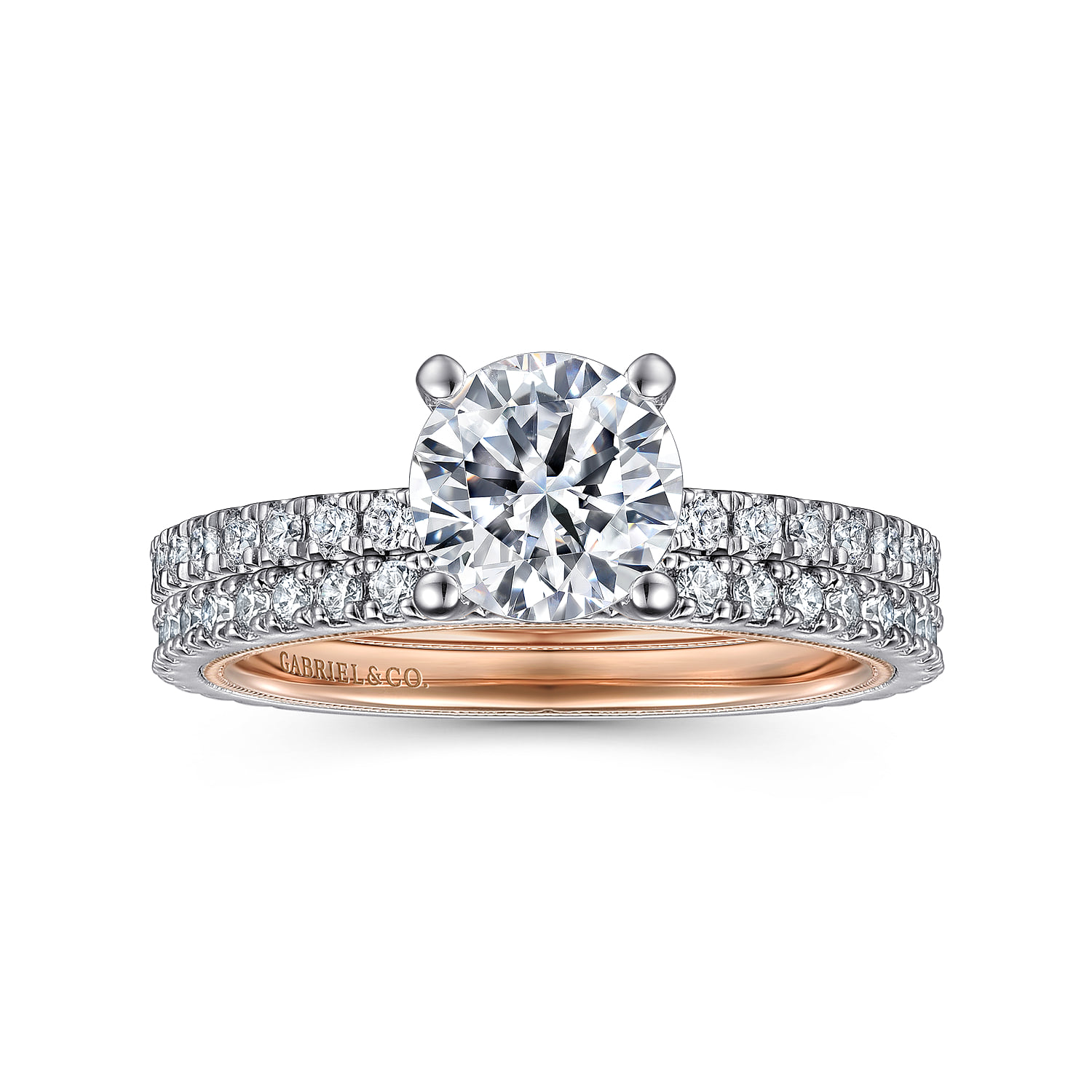 Round Diamond Engagement Ring in 14K White/Rose Gold, photograph 4