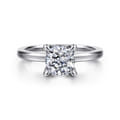 Emma - 14K White Gold Cushion Cut Solitaire Engagement Ring