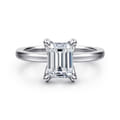 Emma - 14K White Gold Emerald Cut Solitaire Engagement Ring