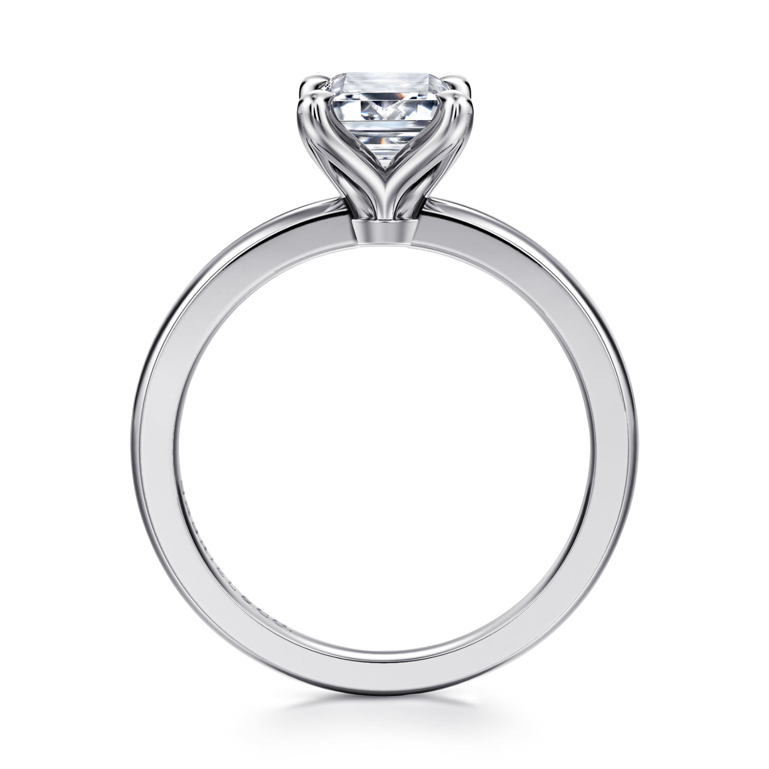 Emerald Solitaire Engagement Ring in 14K White Gold, photograph 2