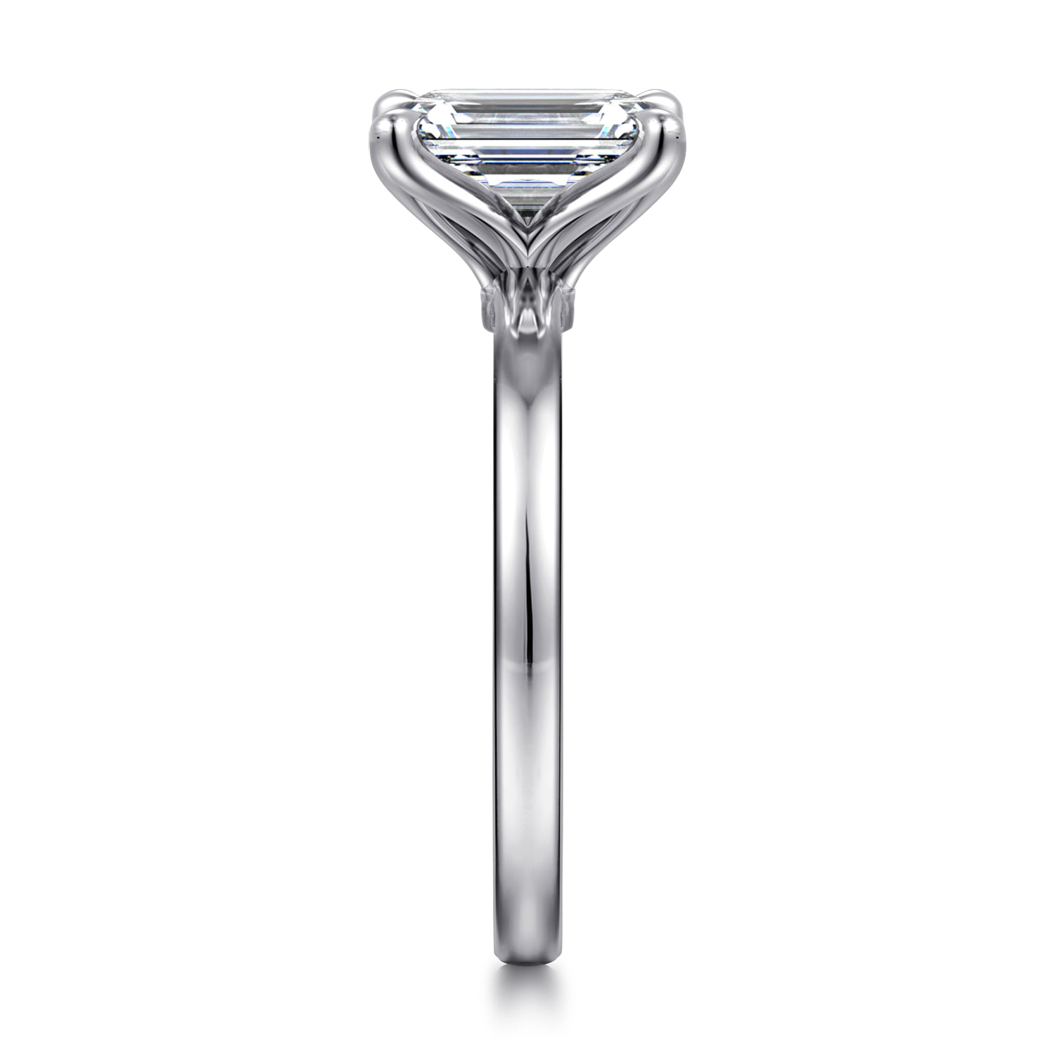 Emerald Solitaire Engagement Ring in 14K White Gold, photograph 4