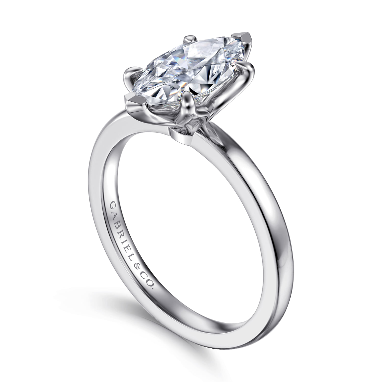 Marquise Solitaire Engagement Ring in 14K White Gold, photograph 3
