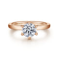 Emma - 14K Rose Gold 6 Prong Round Solitaire Engagement Ring