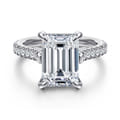 Shayanne - 14K White Gold Emerald Cut Diamond Engagement Ring