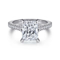 Shayanne - 14K White Gold Rectangular Radiant Cut Diamond Engagement Ring