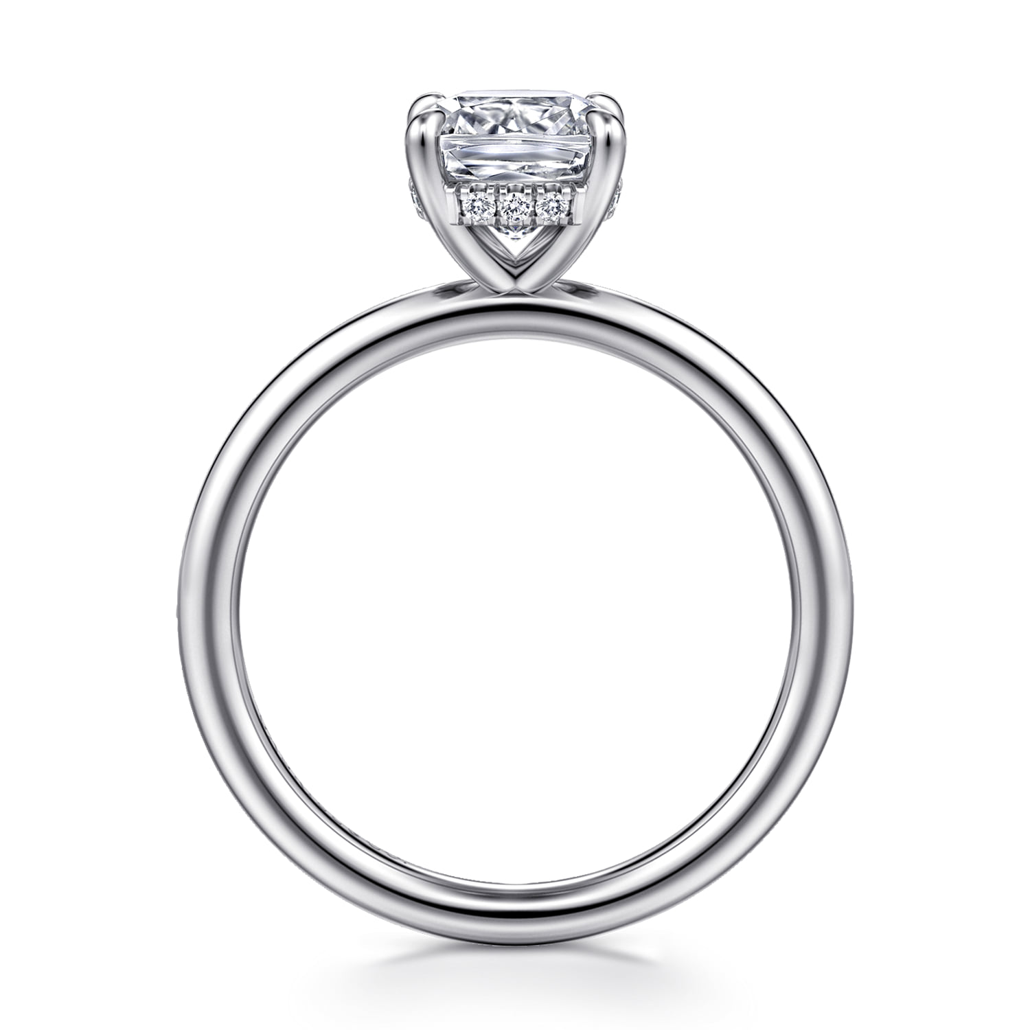 Cushion Solitaire Diamond Engagement Ring in 14K White Gold, photograph 2