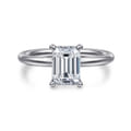Elia - 14K White Gold Solitaire Emerald Cut Diamond Engagement Ring