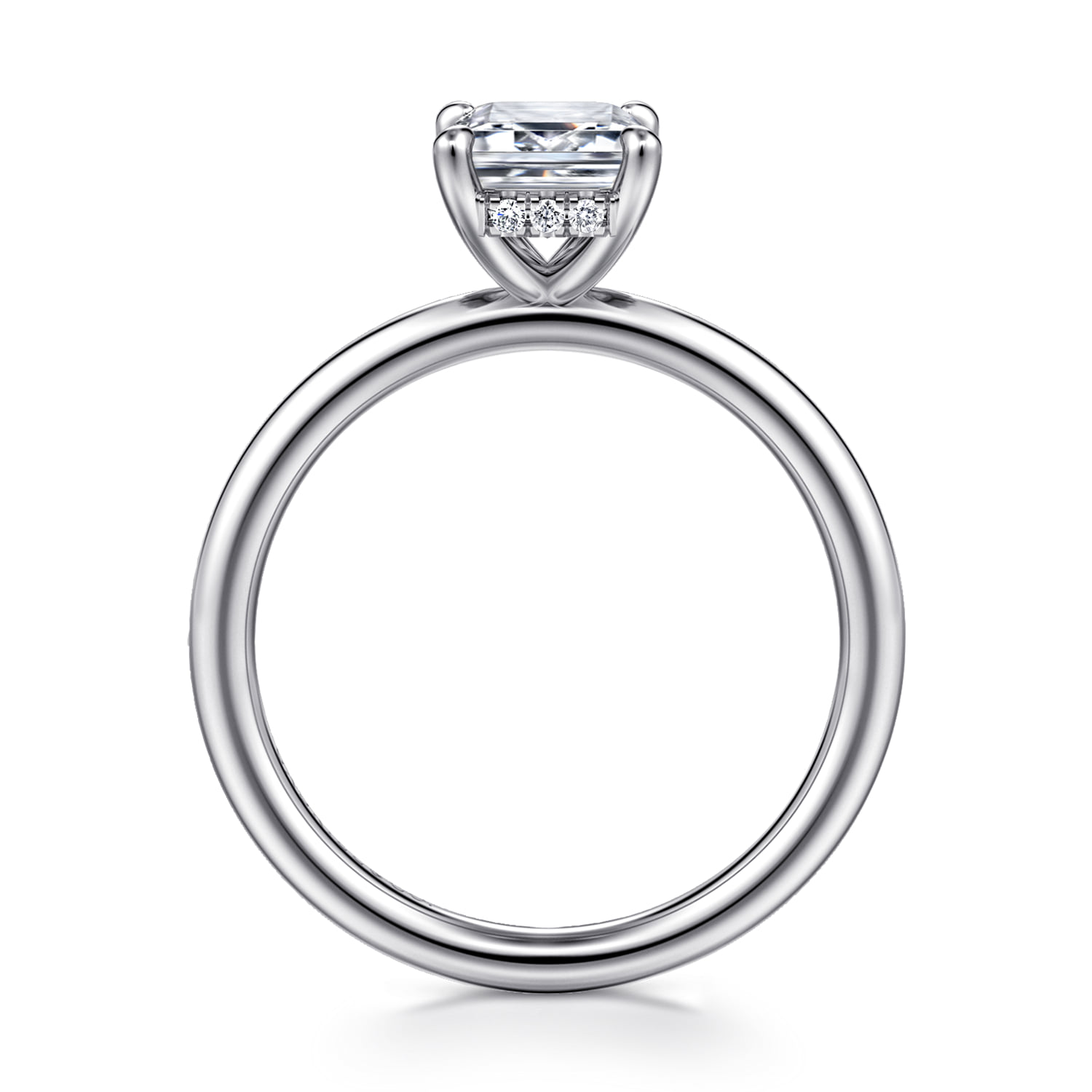 Emerald Solitaire Diamond Engagement Ring in 14K White Gold, photograph 2