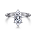 Elia - 14K White Gold Solitaire Marquise Shape Diamond Engagement Ring