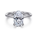 Elia - 14K White Gold Solitaire Oval Diamond Engagement Ring