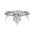 Elia - 14K White Gold Solitaire Pear Shape Diamond Engagement Ring