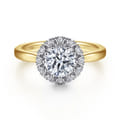 Addie - 14K White-Yellow Gold Round Halo Diamond Engagement Ring