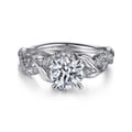 Camelia - Platinum Floral Round Diamond Engagement Ring