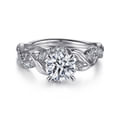 Camelia - 14K White Gold Floral Round Diamond Engagement Ring