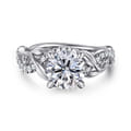 Camelia - 14K White Gold Floral Round Diamond Engagement Ring